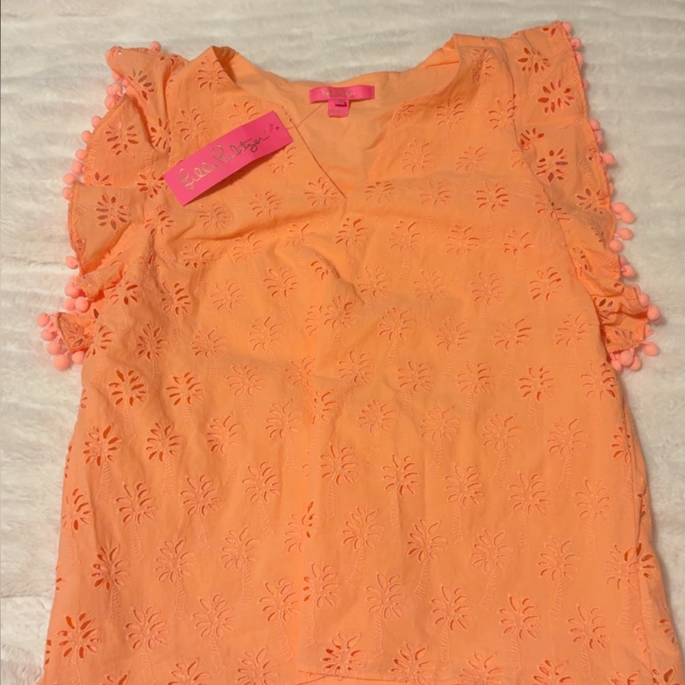 lilly pulitzer orange eyelet top